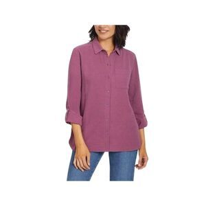 Anne Klein Women's Plum Cotton Gauze Button Down Shirt NEW NWOT